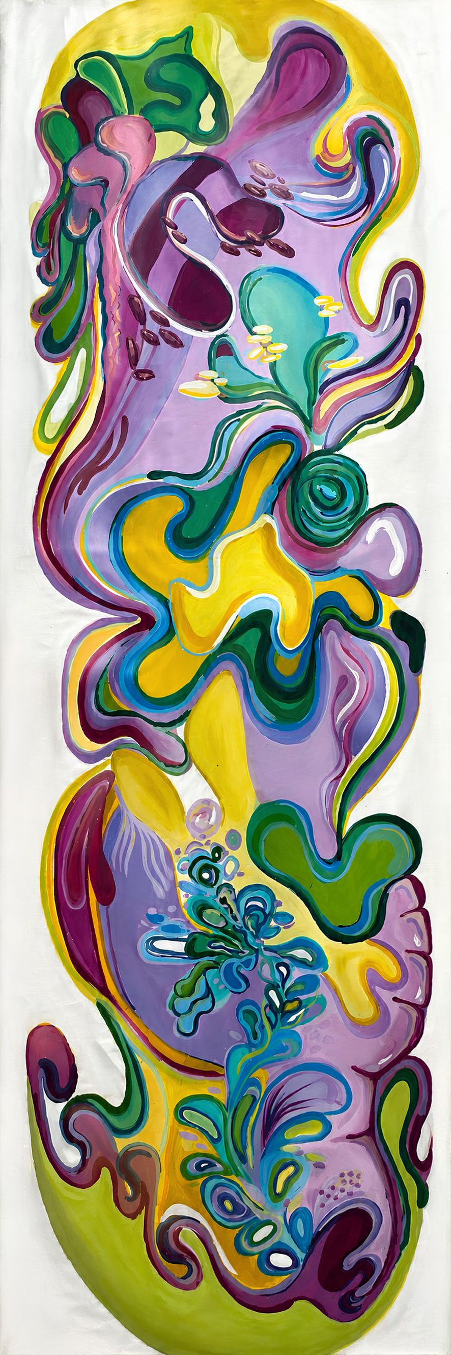 The End of Love (2025) de Ornella Ruiz Díaz, pintura vertical de gran formato exhibida en Dubái
