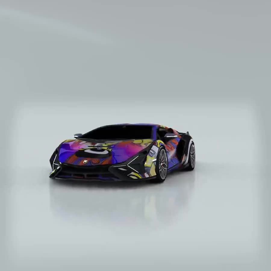 Supercar intervenido para GTA V — criptoarte de Ornella Ruiz Díaz
